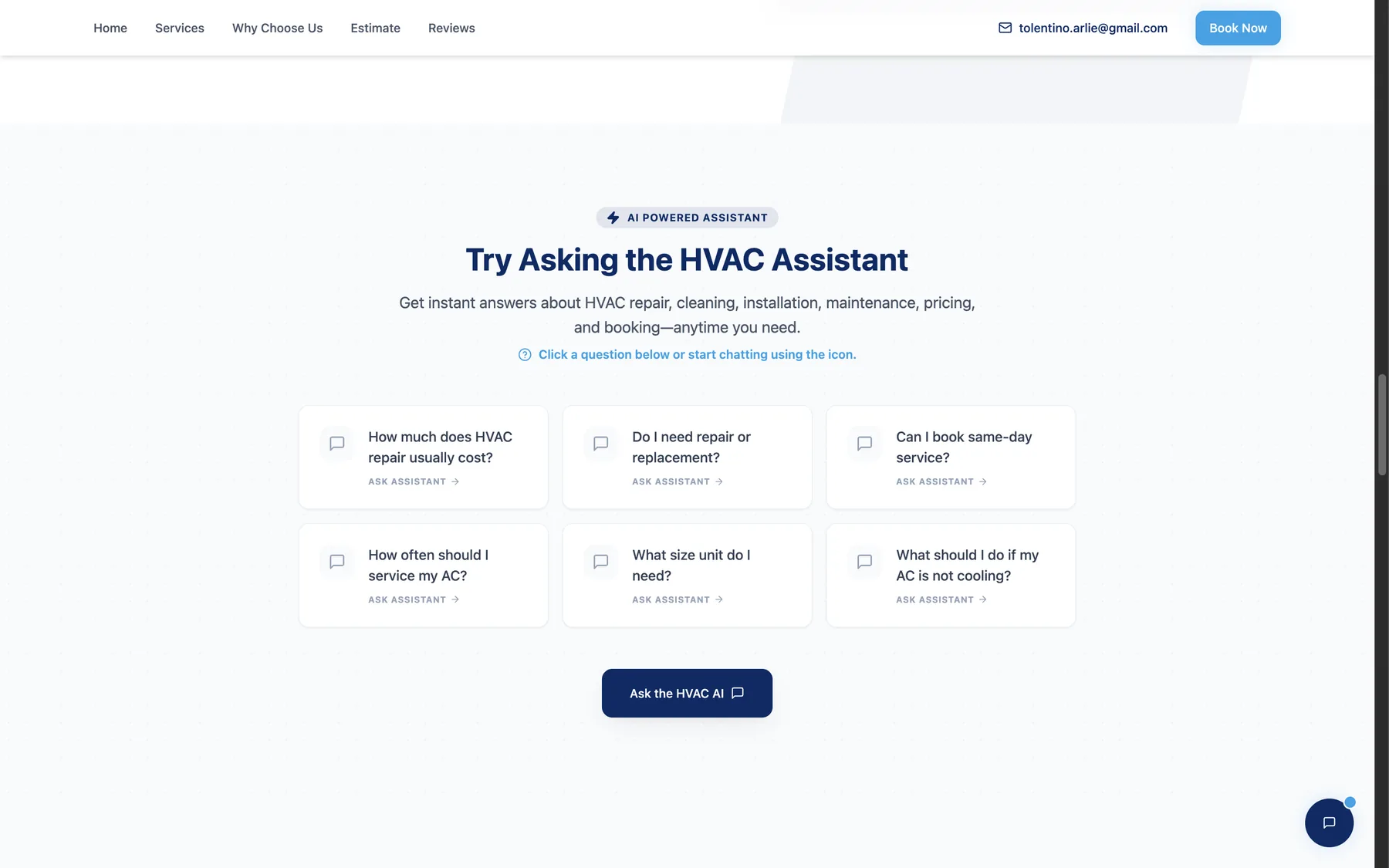 AI receptionist interface